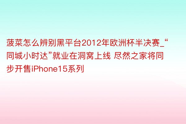 菠菜怎么辨别黑平台2012年欧洲杯半决赛_“同城小时达”就业在洞窝上线 尽然之家将同步开售iPhone15系列