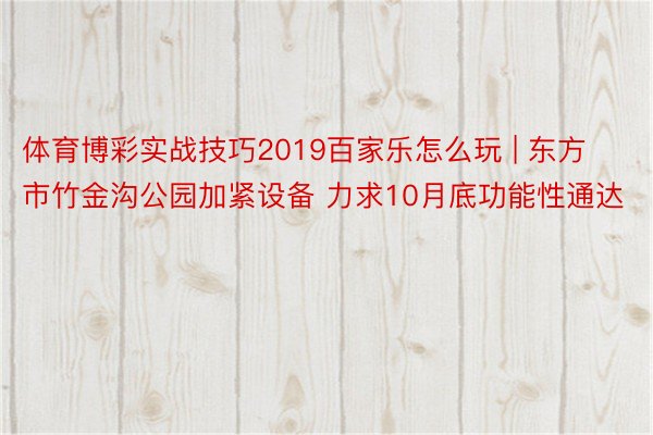 体育博彩实战技巧2019百家乐怎么玩 | 东方市竹金沟公园加紧设备 力求10月底功能性通达